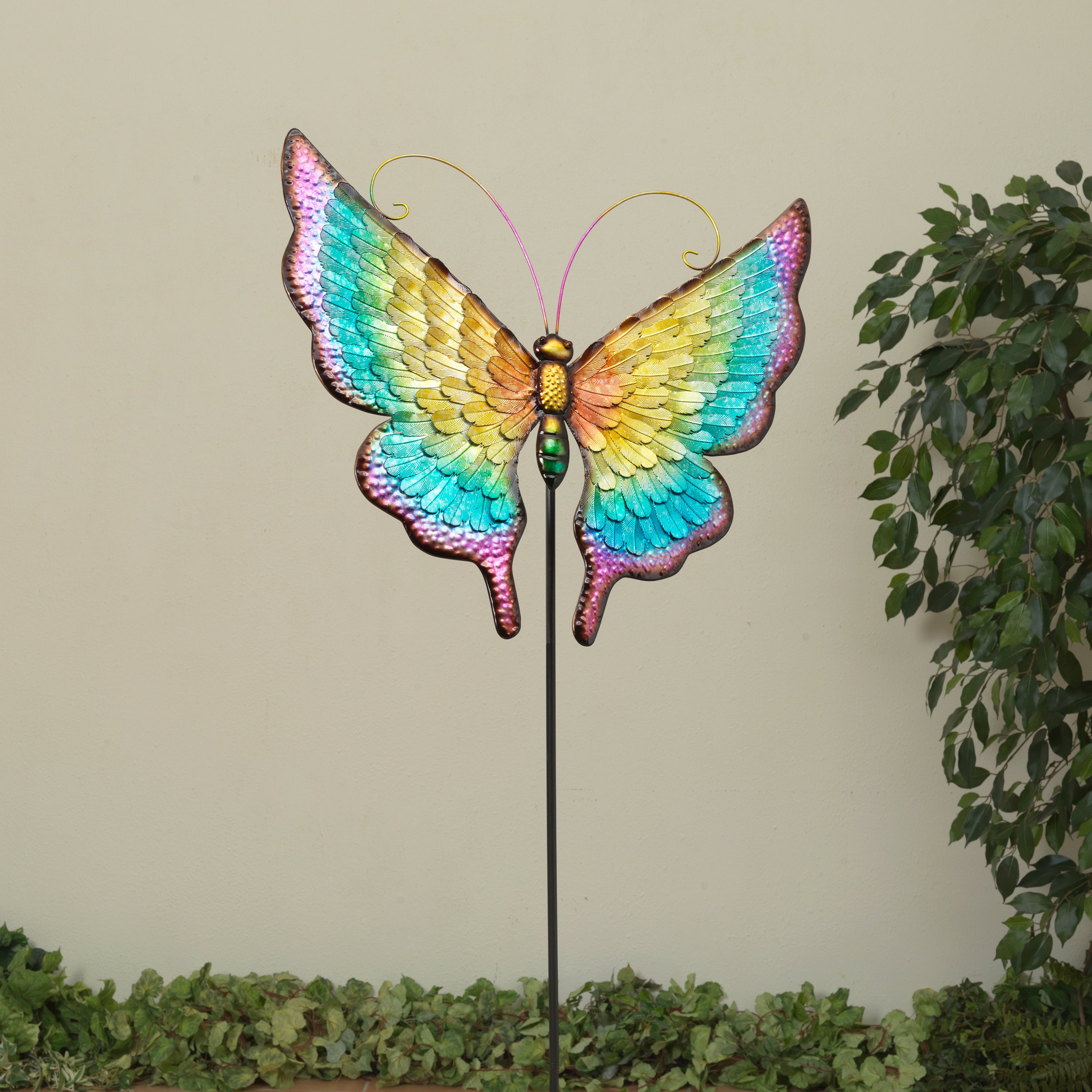 59 in. Metal Iridescent Butterfly Yard Stake